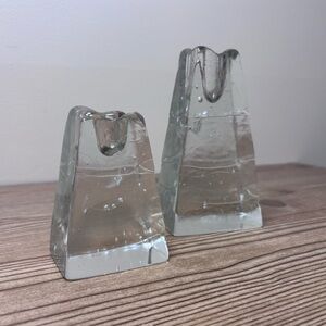 Elegant Clear Glass Ice-Like Heavy Votives Marked Wildcraft ‘91 & 1992